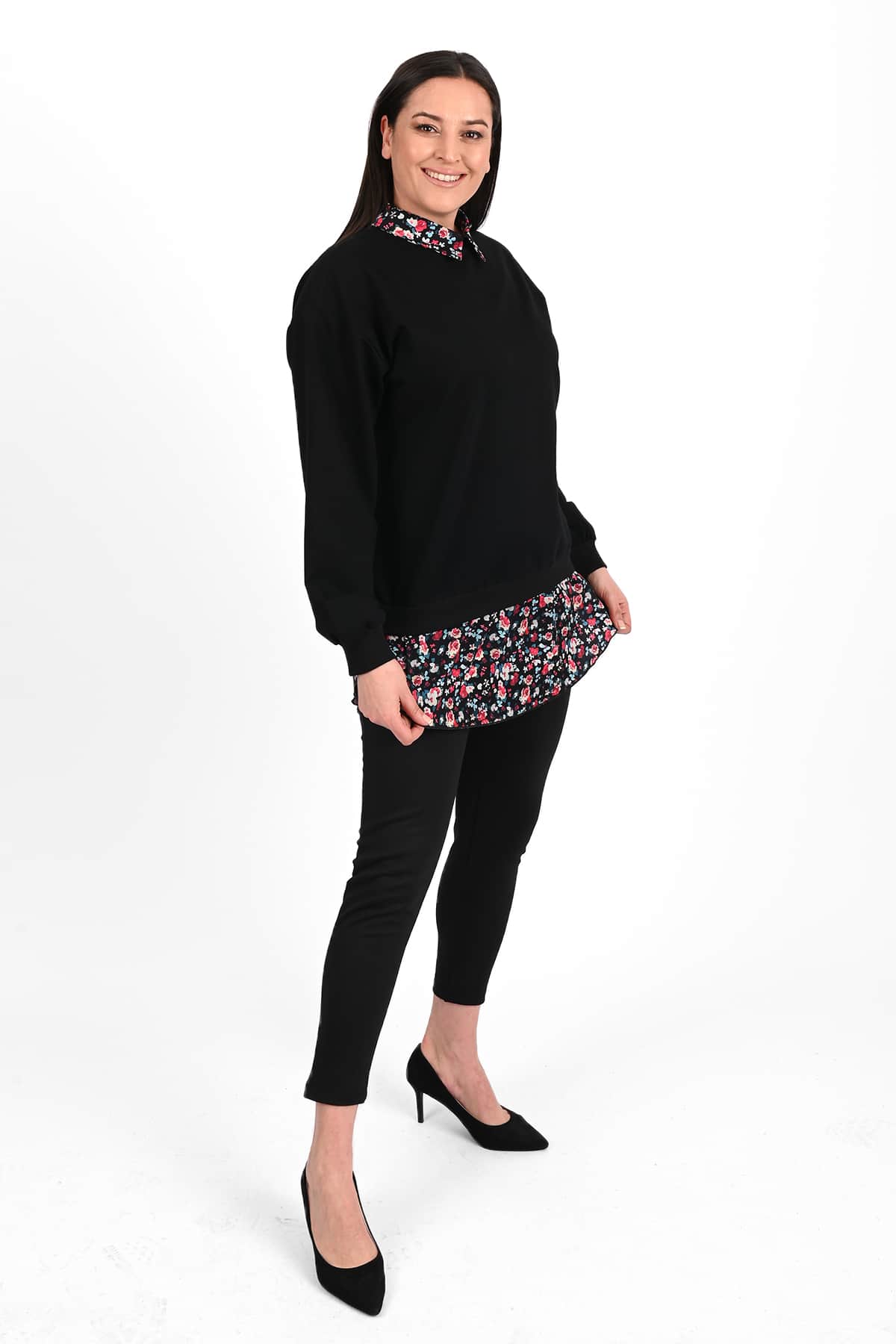 Bluza dama marimi mari cu flori 1438-23 BIGsize