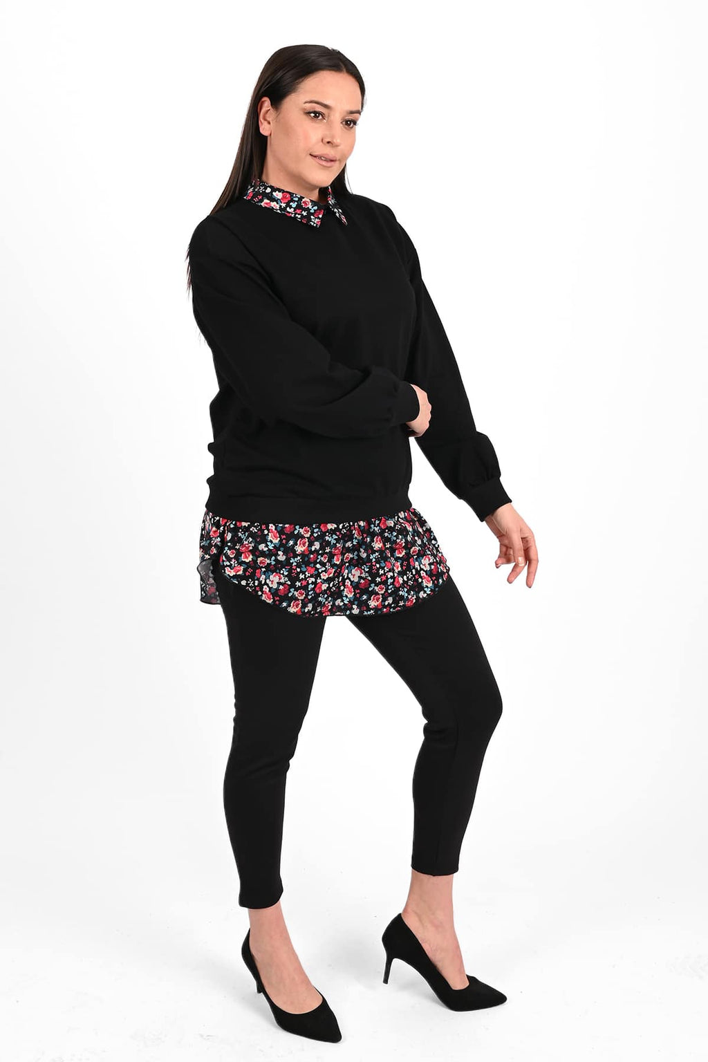 Bluza dama marimi mari cu flori 1438-23 BIGsize