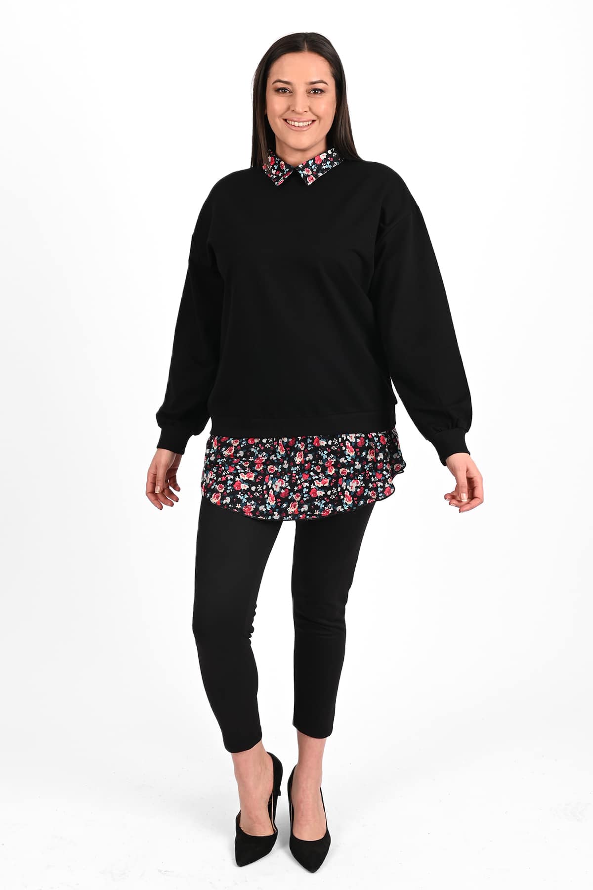 Bluza dama marimi mari cu flori 1438-23 BIGsize