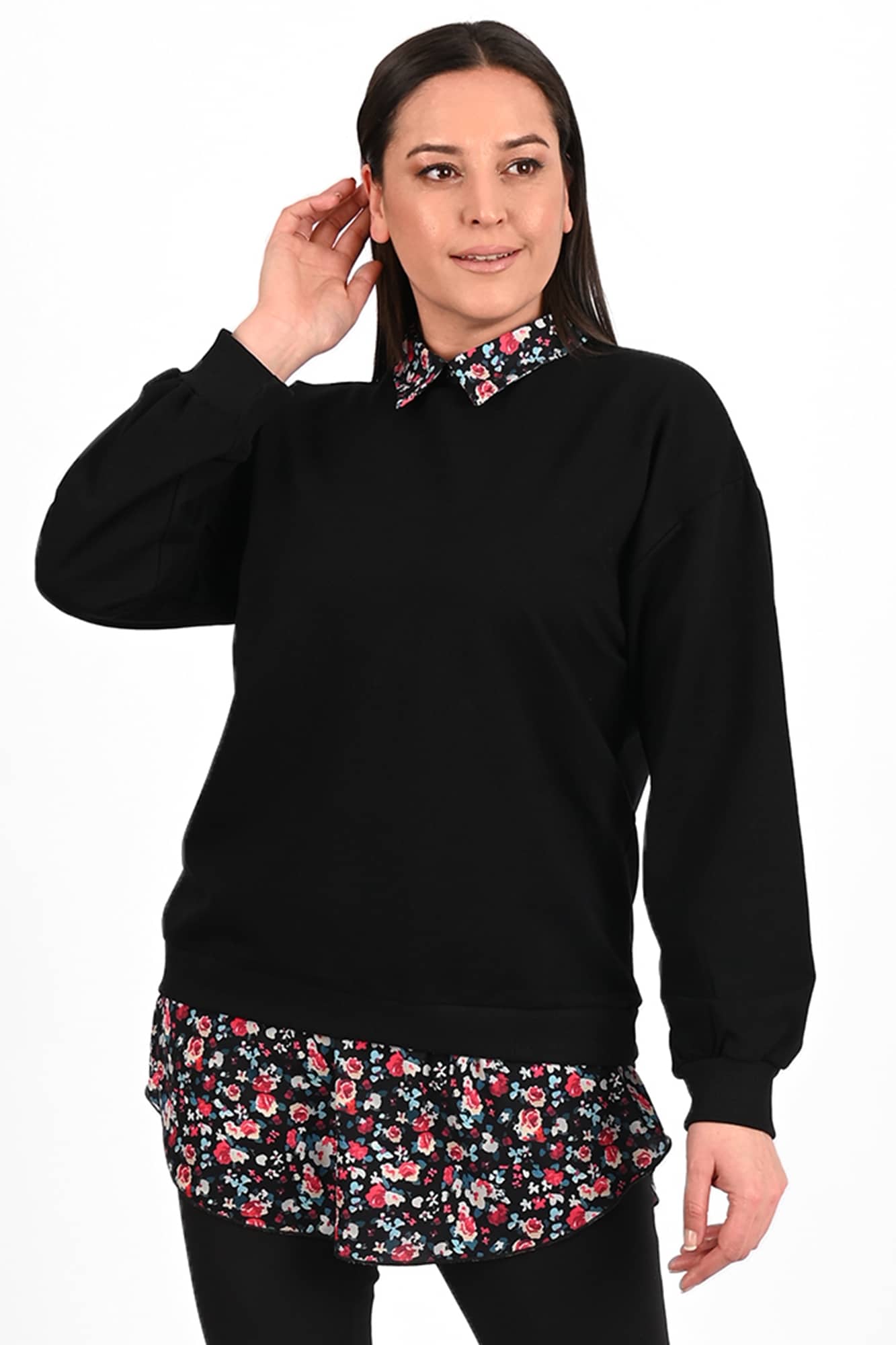 Bluza dama marimi mari cu flori 1438-23 BIGsize