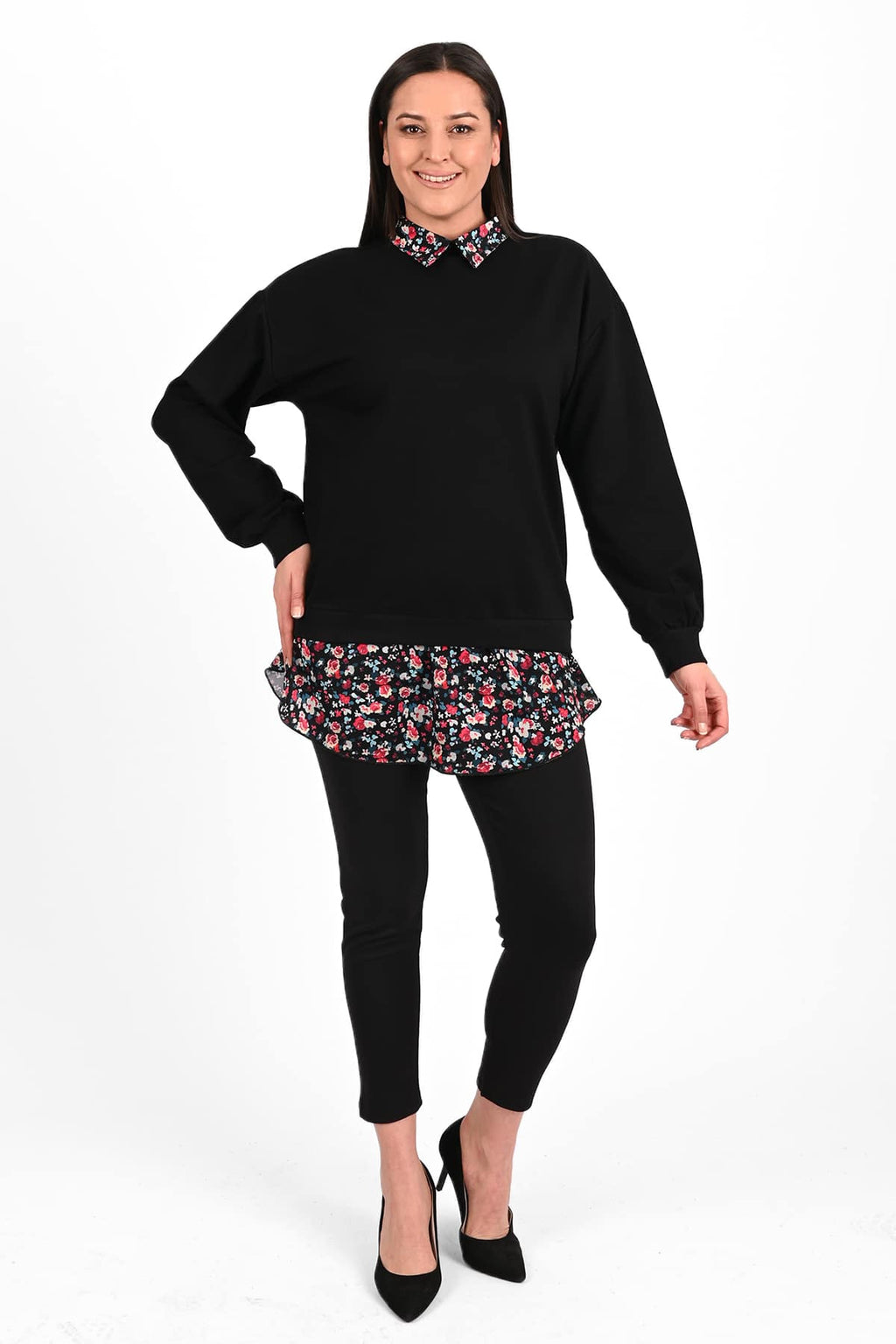 Bluza dama marimi mari cu flori 1438-23 BIGsize