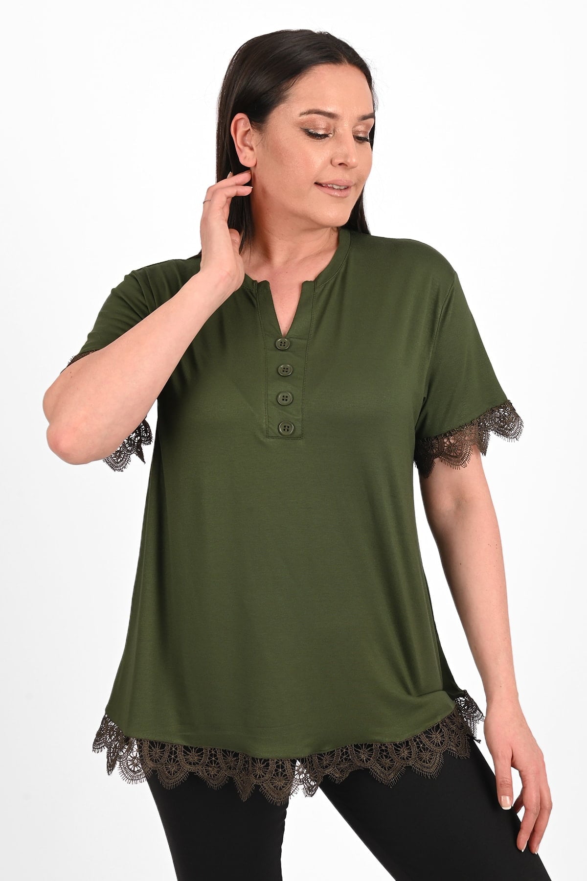 Tricou dama marimi mari cu dantela 1448-23 BIGsize
