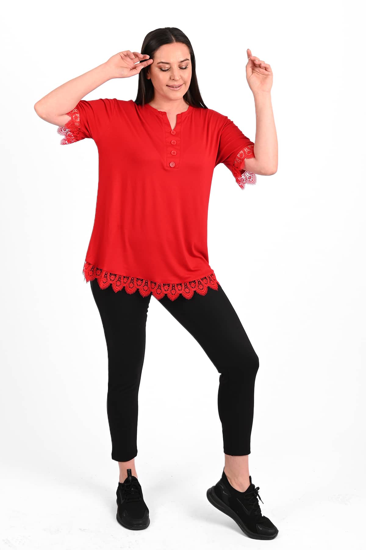 Tricou dama marimi mari cu dantela 1448-23 BIGsize