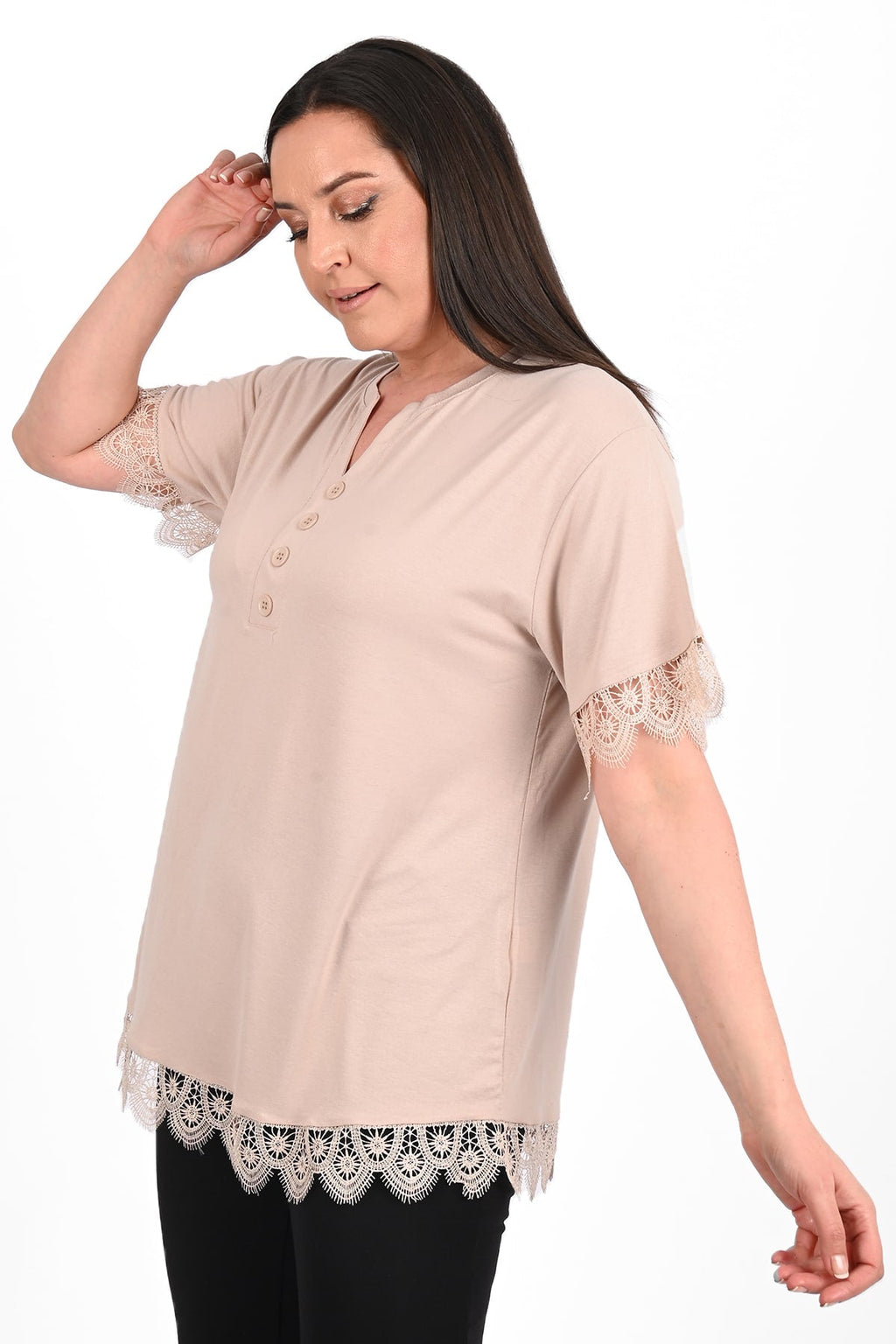 Tricou dama marimi mari cu dantela 1448-23 BIGsize