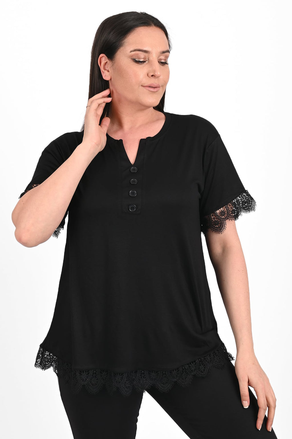Tricou dama marimi mari cu dantela 1448-23 BIGsize