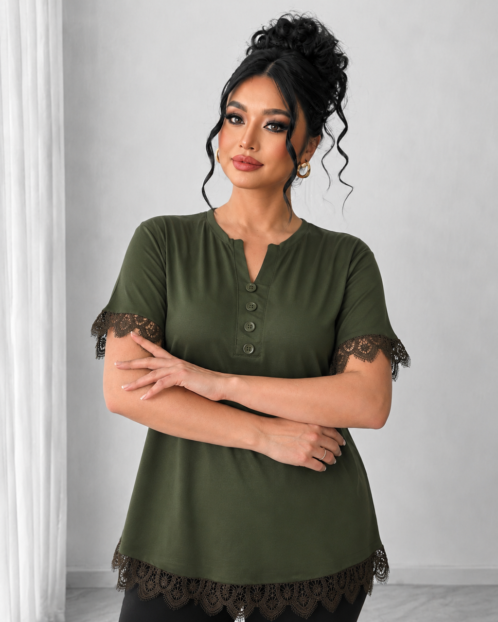 Tricou dama marimi mari cu dantela 1448-23 BIGsize