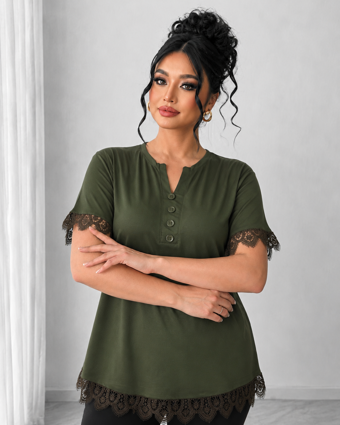 Tricou dama marimi mari cu dantela 1448-23 BIGsize