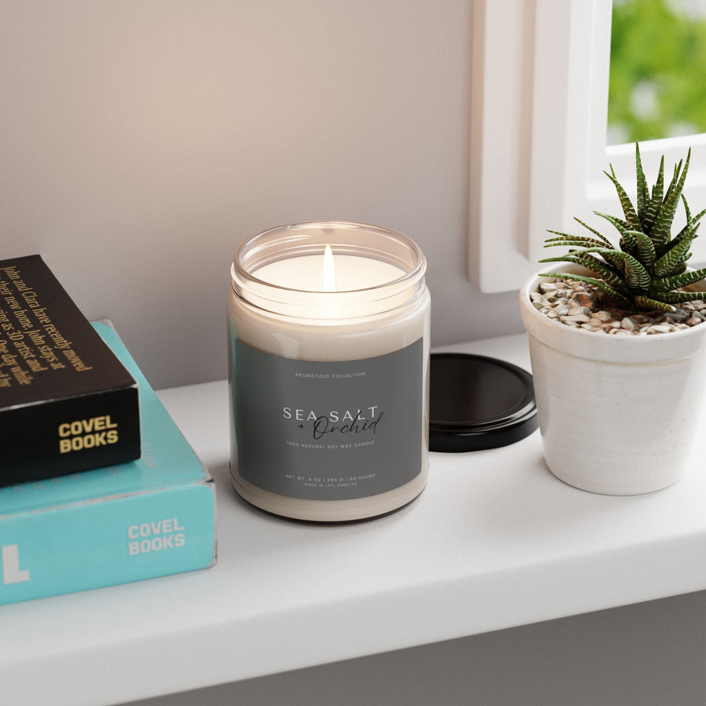 Orchid Sea Salt Scented Candle - Aromatic Relaxation, Home Decor Gift,