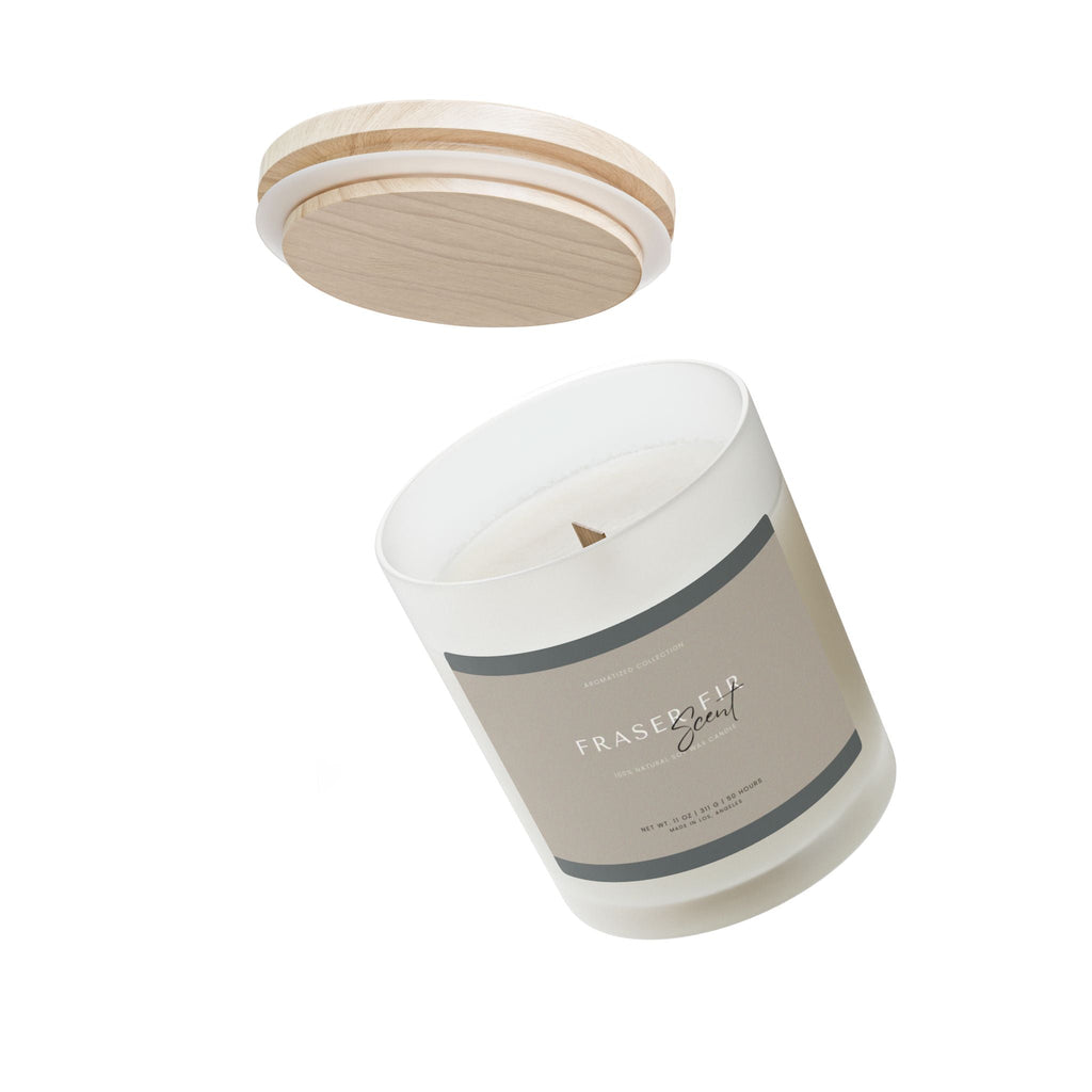Fraser Fir Frosted Glass Candle 11oz | Zodiac Decor, Soothing Aroma, - Cart2u.ro