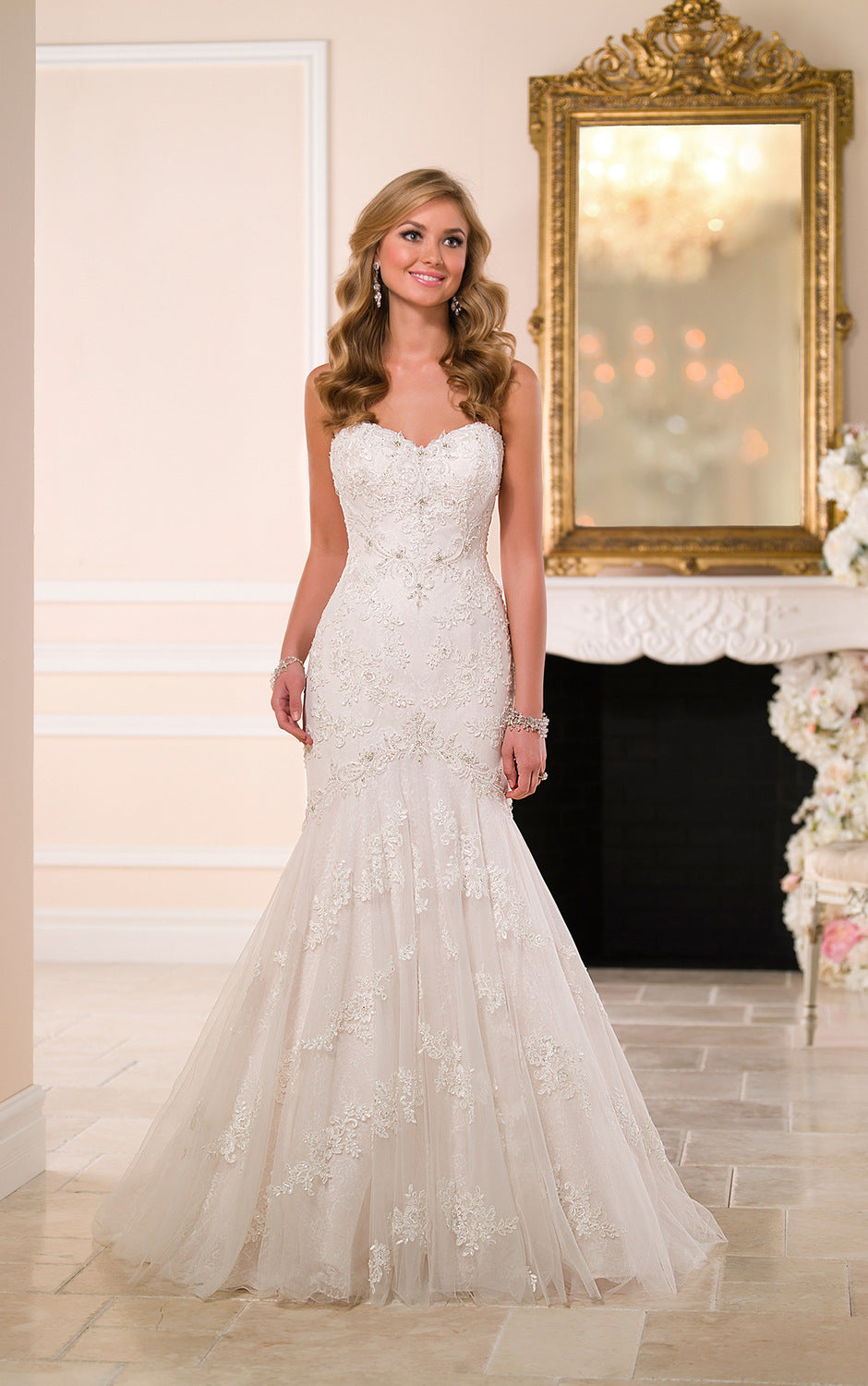 Trailing wedding dress tube top lace wedding dress - Cart2u.ro
