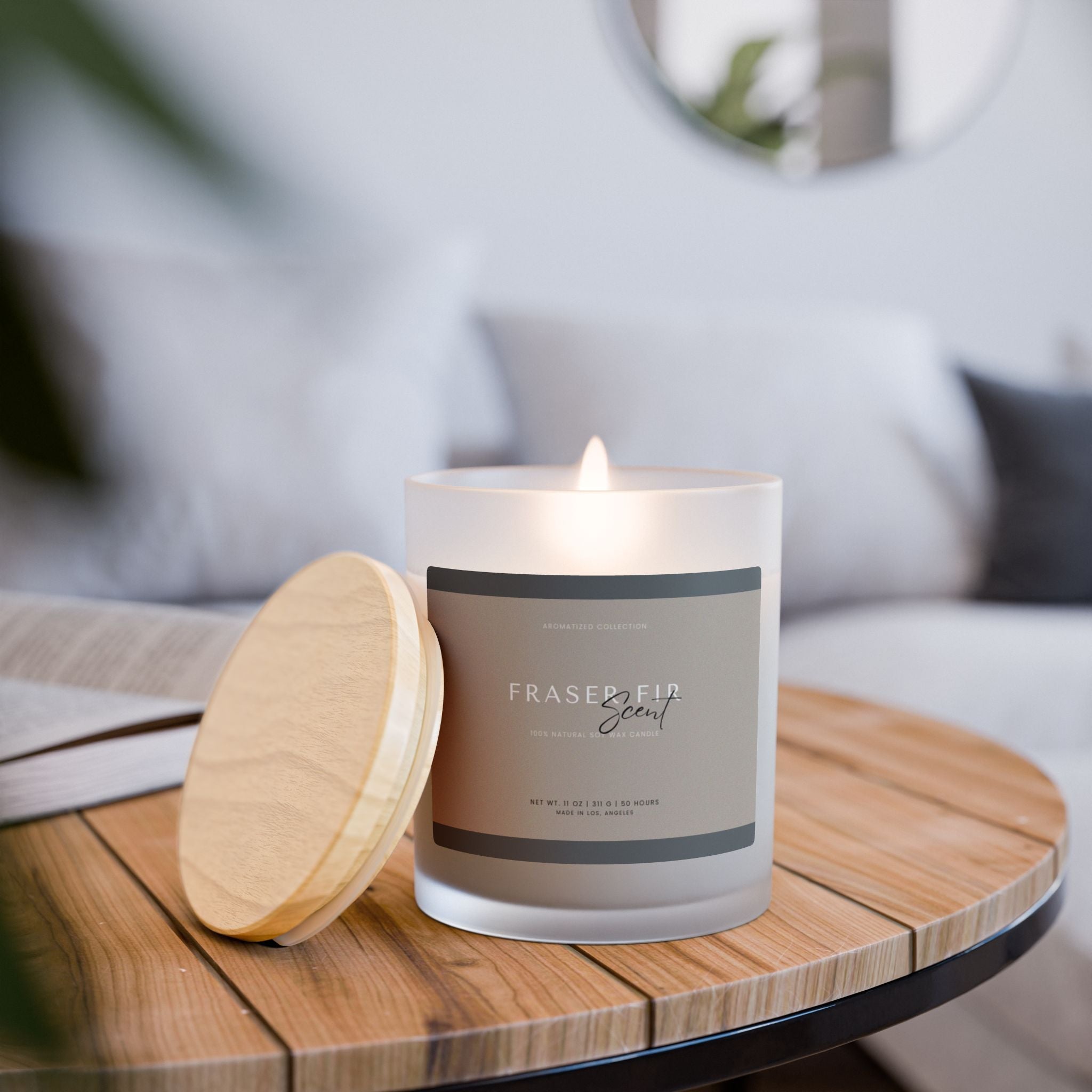 Fraser Fir Frosted Glass Candle 11oz | Zodiac Decor, Soothing Aroma, - Cart2u.ro