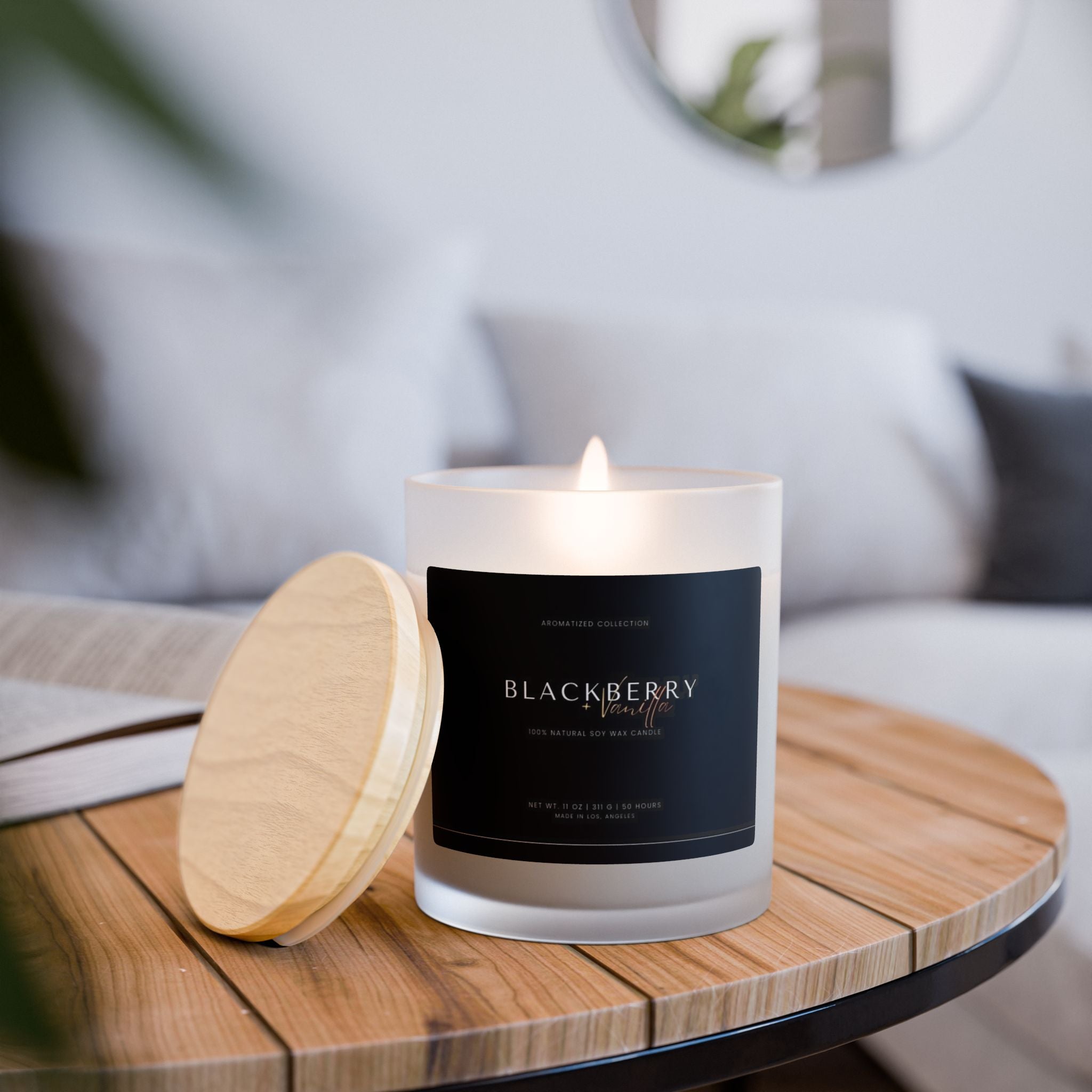 Blackberry Vanilla Frosted Glass Candle, Aromatherapy Candle, Natural - Cart2u.ro