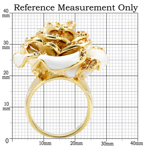 1W040 - Gold Brass Ring with AAA Grade CZ  in Champagne Turquoise Tiger