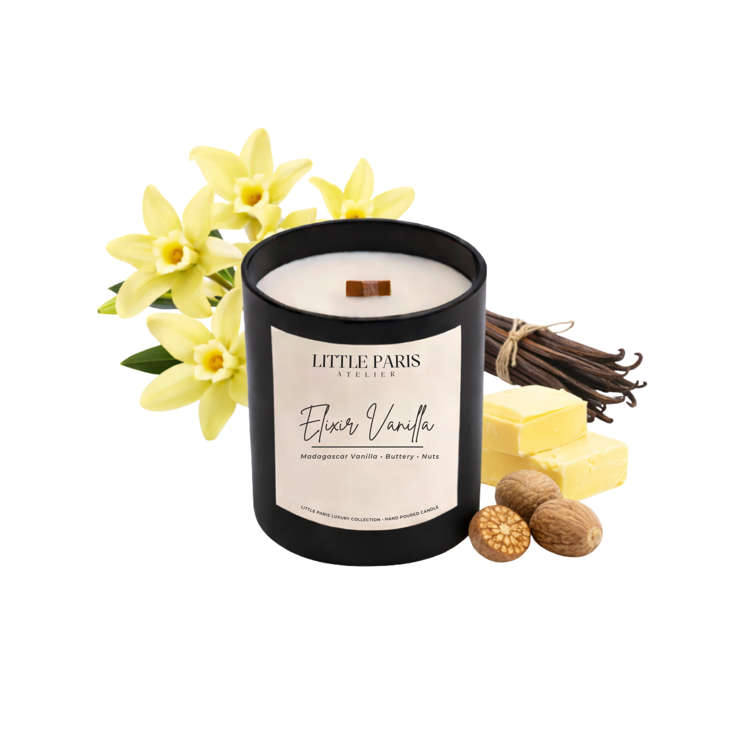 Lumânare parfumată Elixir Vanilla - Vanilie de Madagascar • Nucşoara • Unt Little Paris Atelier