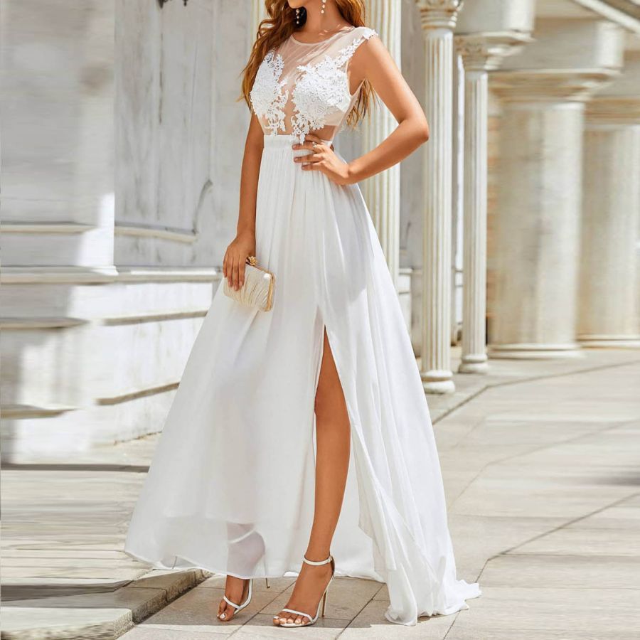 Chiffon Lace Trailing Wedding Large Swing Dress - Cart2u.ro