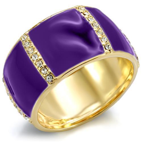 1W145 - Inel din alamă aurie cu cristal de cea mai bună calitate, transparent