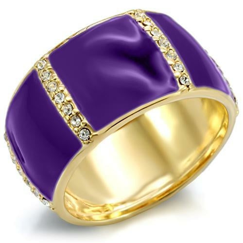 1W145 - Inel din alamă aurie cu cristal de cea mai bună calitate, transparent