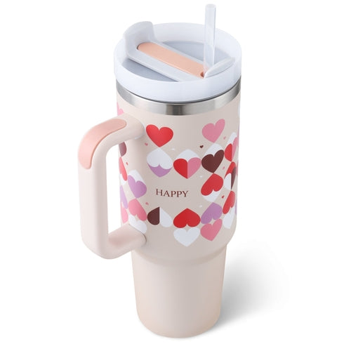 40 Oz Tumbler With Handle Straw Insulated, Stainless Steel Spill Proof - Cart2u.ro