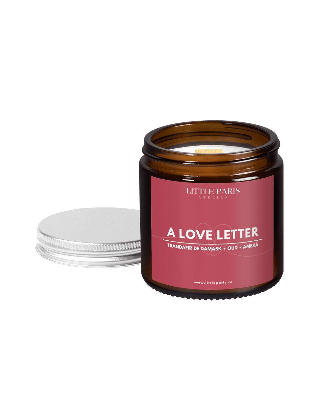 Lumânare parfumată Amber - A Love Letter - Trandafir de Damask • Lemn de Agar Little Paris Atelier