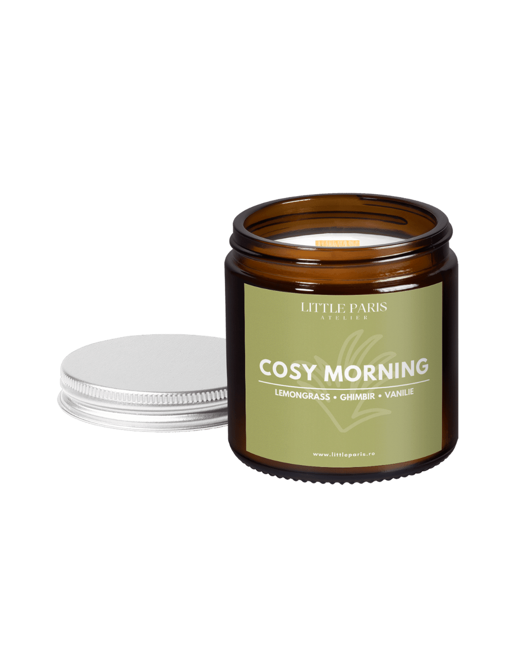 Lumânare parfumată Amber - Cosy Morning - Lemongrass • Ghimbir • Vanilie Little Paris Atelier