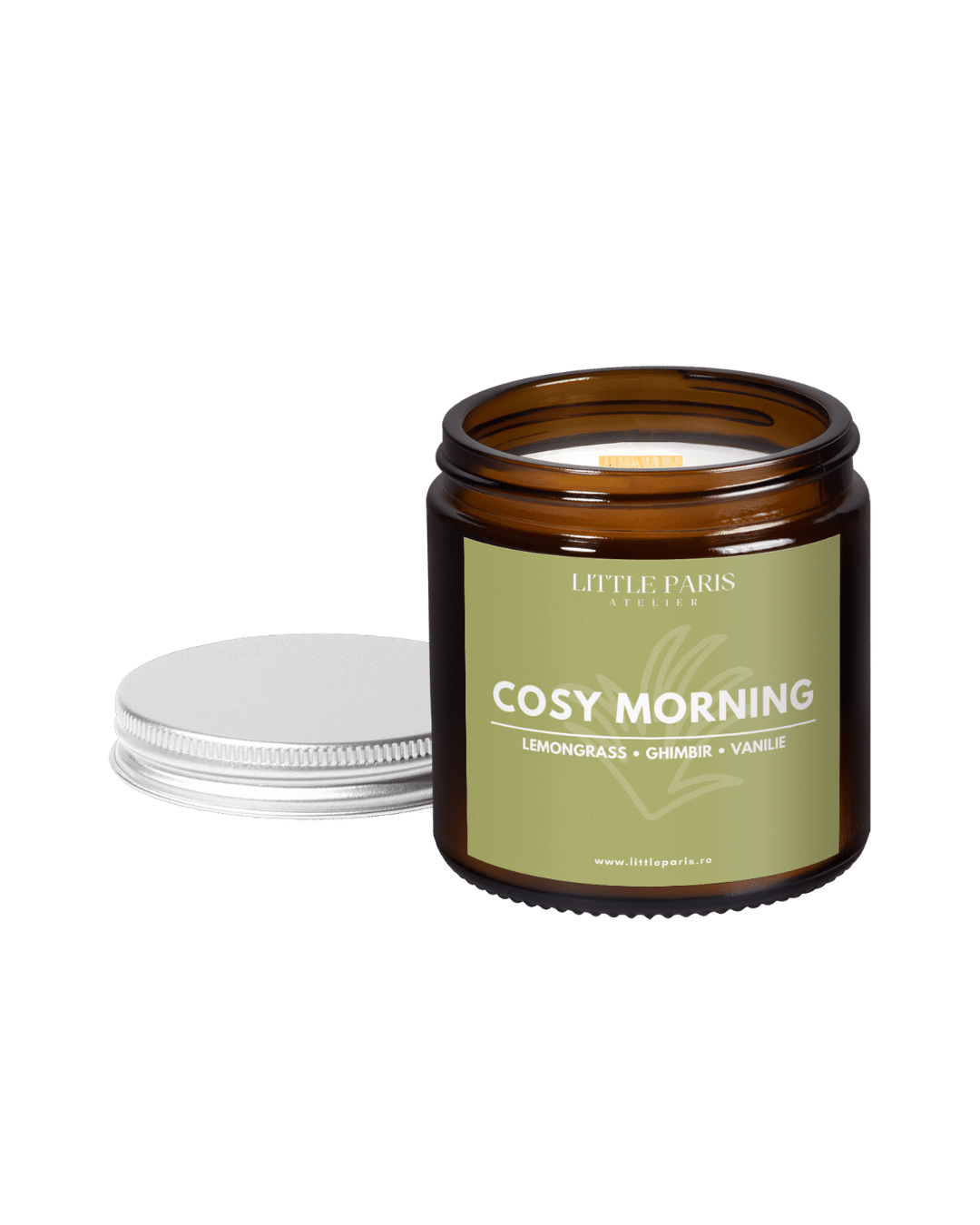 Lumânare parfumată Amber - Cosy Morning - Lemongrass • Ghimbir • Vanilie Little Paris Atelier