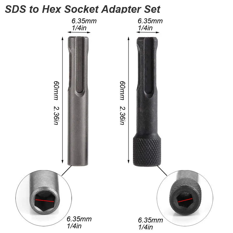 Clearance_Electric Hammer Adapter Power Drill Screwdriver Converter SDS Plus Convert to 1/4 Hex Shank Magnetic Socket Nut Impact