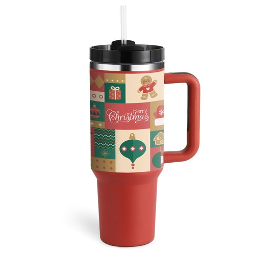 40 Oz Tumbler With Handle Straw Insulated, Stainless Steel Spill Proof - Cart2u.ro