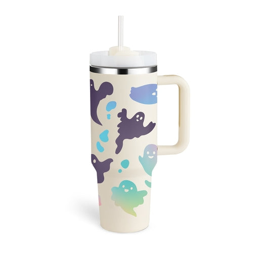 40 Oz Tumbler With Handle Straw Insulated, Stainless Steel Spill Proof - Cart2u.ro