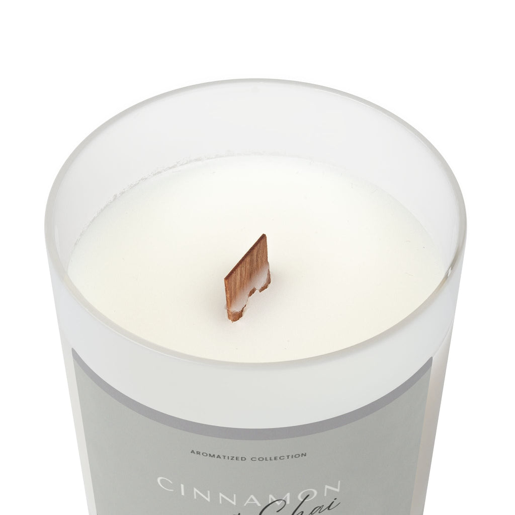 Cinnamon & Chai Soy Wax Candle, Frosted Glass Candle, Aromatherapy,