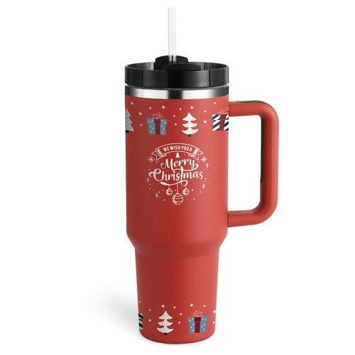 40 Oz Tumbler With Handle Straw Insulated, Stainless Steel Spill Proof - Cart2u.ro