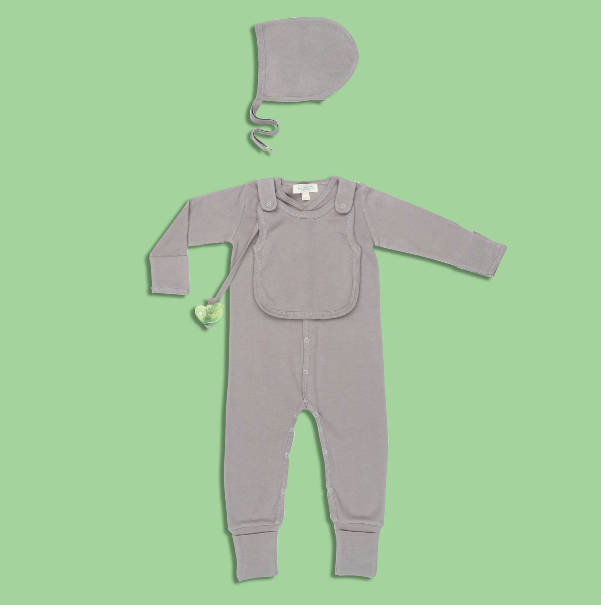 Smart Footed One-Piece + Bib - Gray - Cart2u.ro