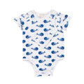 Smart Short Sleeve Baby Bodysuit + Bib - Blue Whale - Cart2u.ro