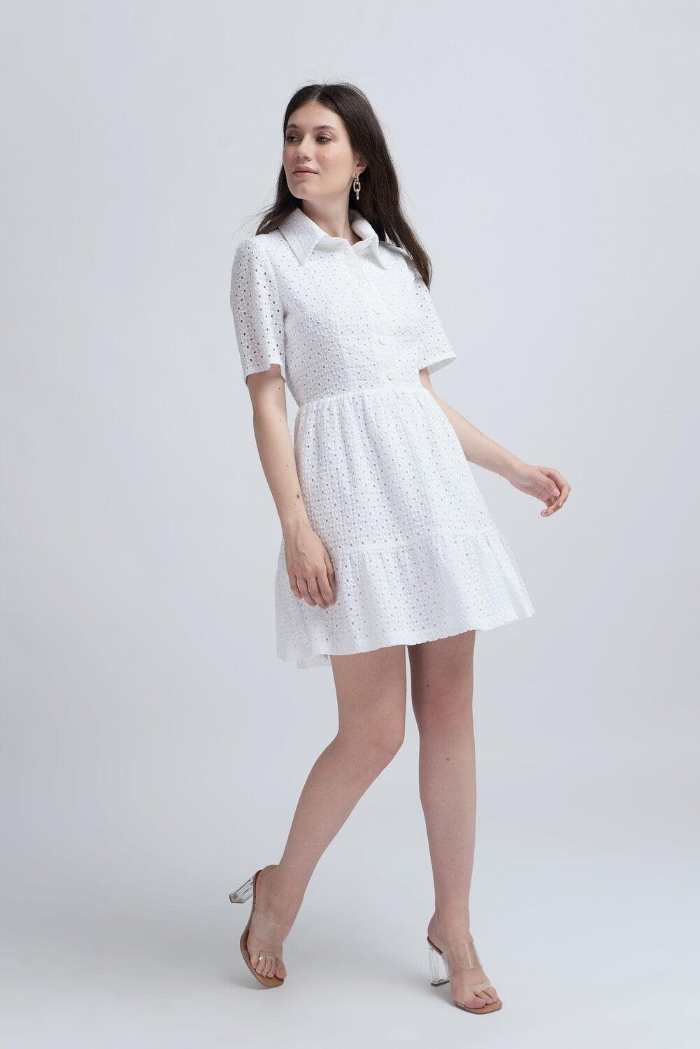 Rochie Scurtă din Bumbac Perforat Sissel