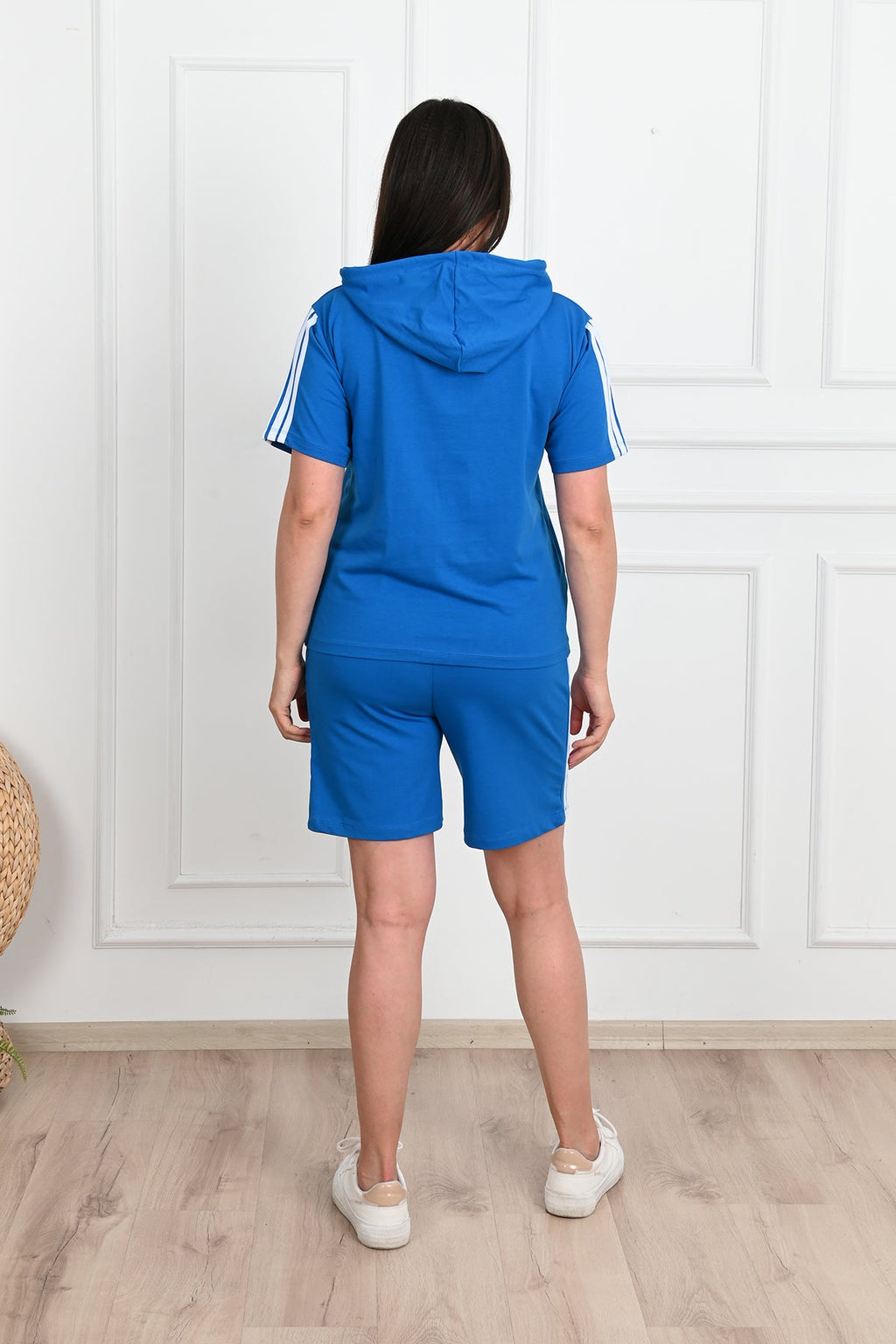 Trening dama marimi mari cu dungi si pantaloni scurti 3768-23 BIGsize