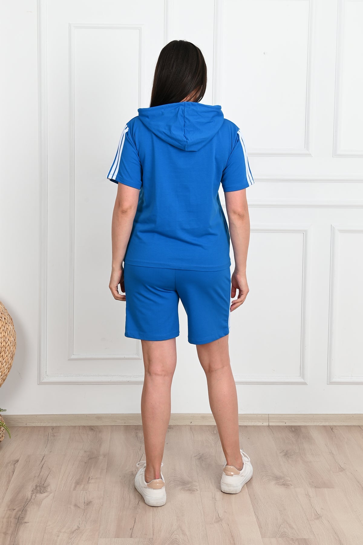 Trening dama marimi mari cu dungi si pantaloni scurti 3768-23 BIGsize
