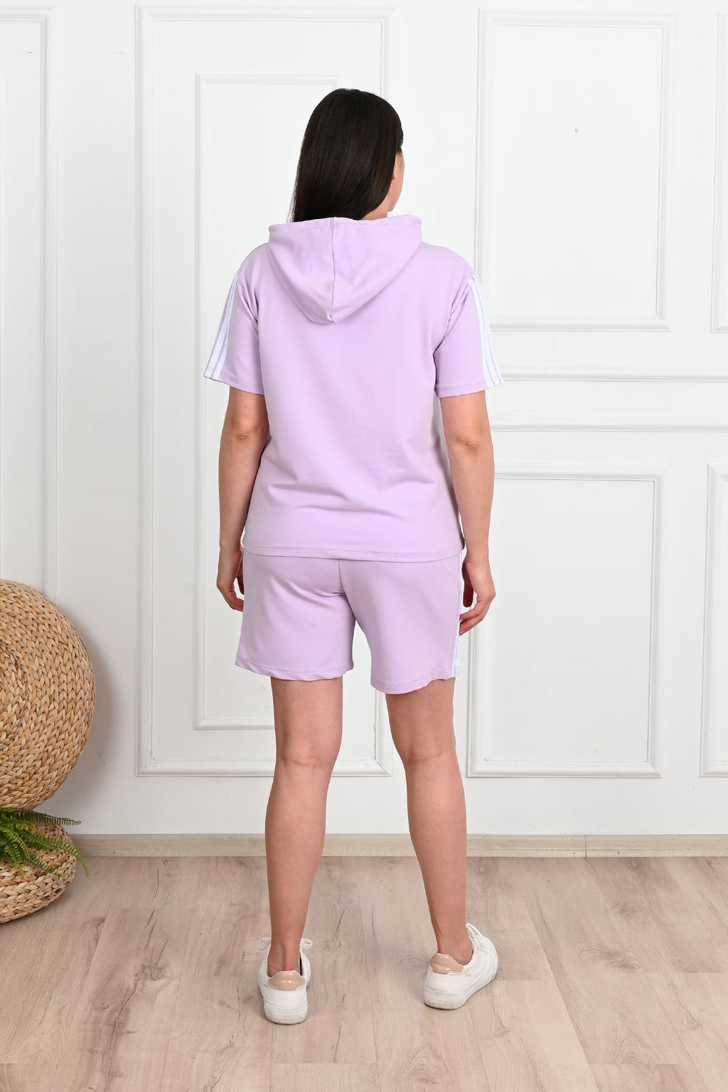 Trening dama marimi mari cu dungi si pantaloni scurti 3768-23 BIGsize