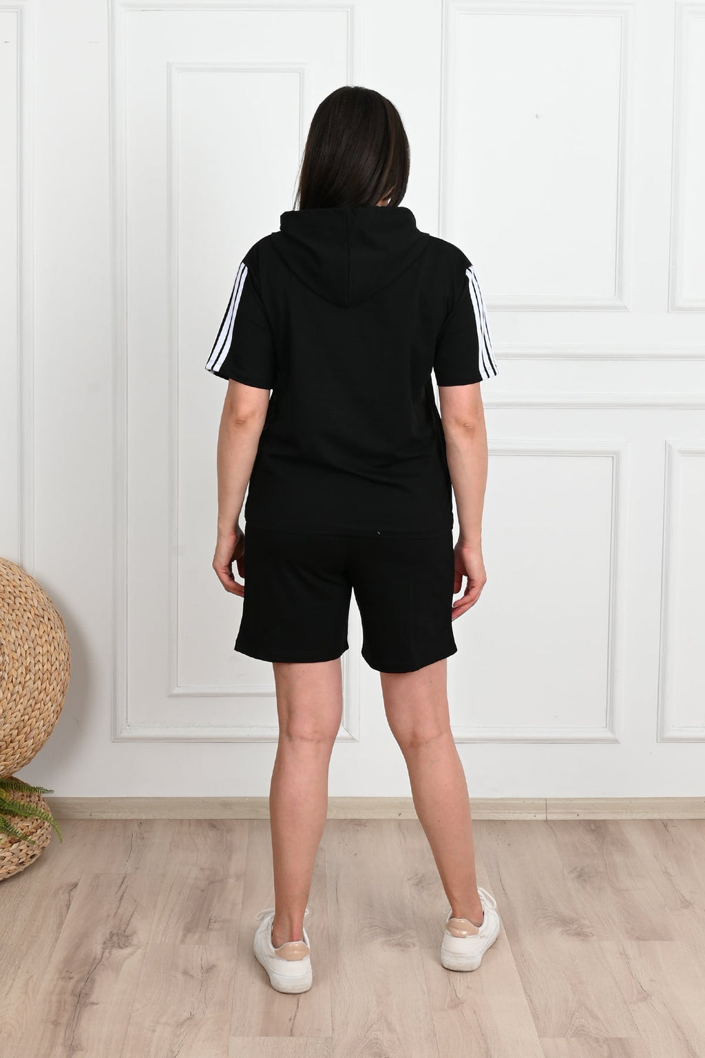 Trening dama marimi mari cu dungi si pantaloni scurti 3768-23 BIGsize