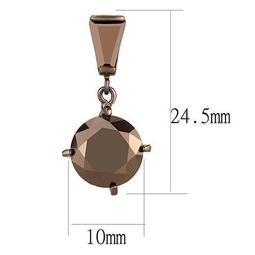 3W1133 - Cercei din alamă de culoarea cafelei cu IP, cu zirconiu cubic de grad AAA, de culoare deschisă