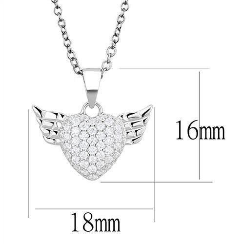 3W1378 - Pandantiv cu lanț din argint sterlin 925 placat cu rodiu și zirconiu cubic de grad AAA