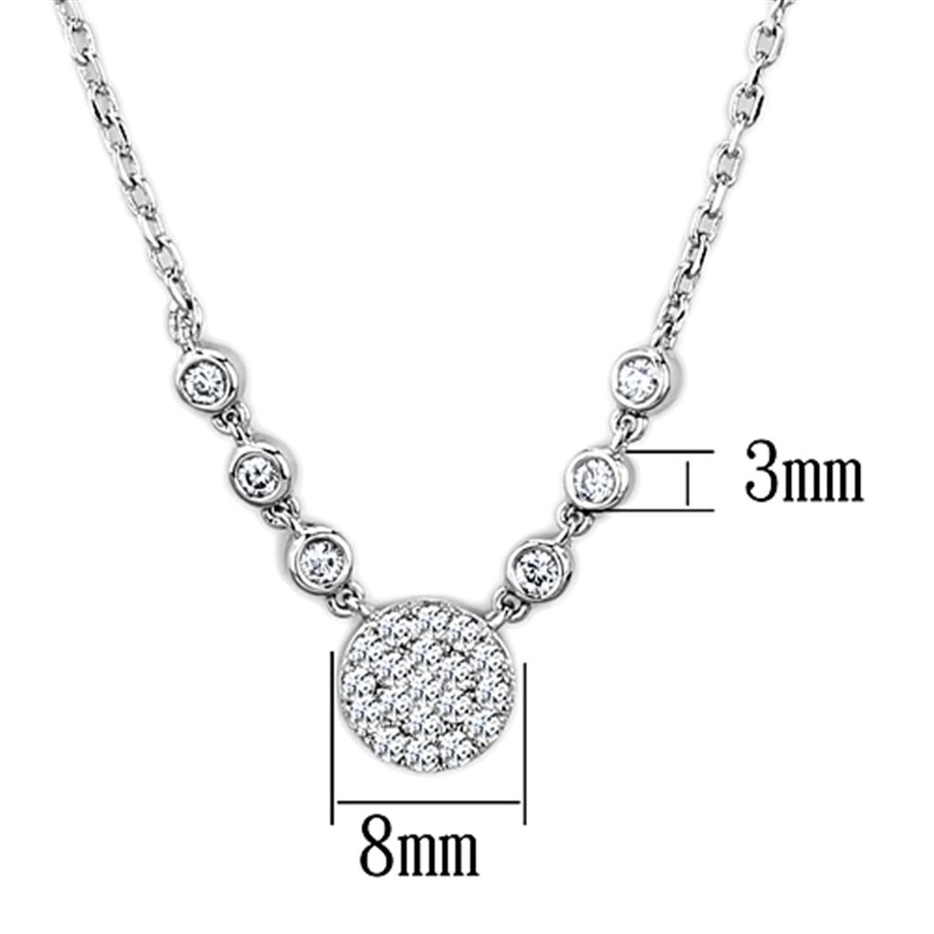 3W417 - Colier din alamă placată cu rodiu, cu zirconiu cubic de calitate AAA, transparent
