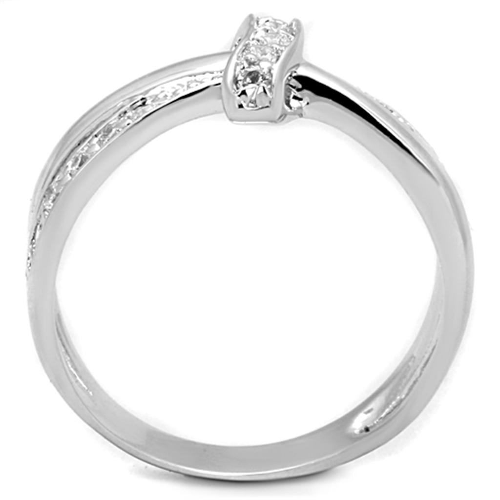 3W819 - Inel din alamă placat cu rodiu cu zirconiu cubic de grad AAA, incolor