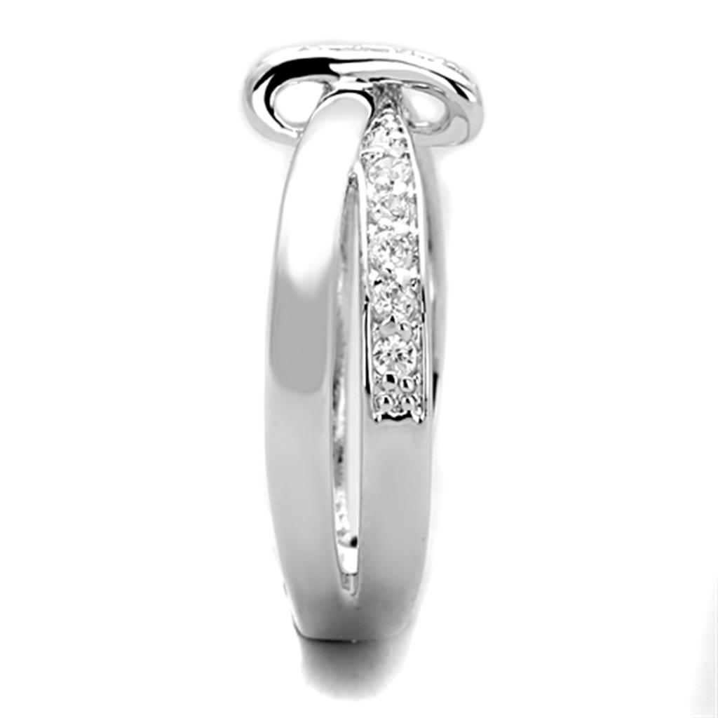 3W819 - Inel din alamă placat cu rodiu cu zirconiu cubic de grad AAA, incolor
