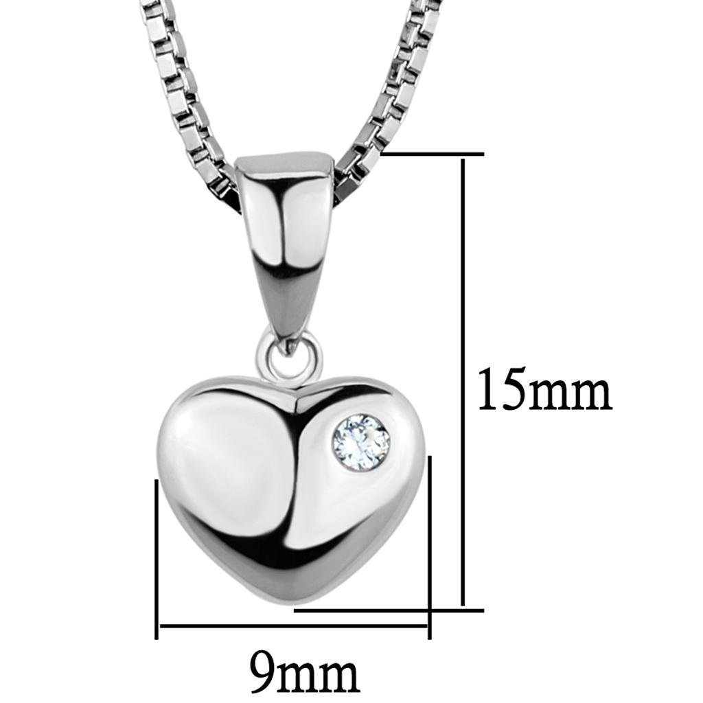 3W825 - Pandantiv din lanț de alamă placat cu rodiu, cu zirconiu cubic de calitate AAA, transparent