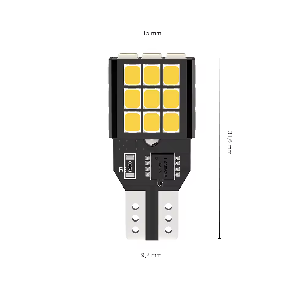 Set 2 x bec LED T15 W16W WY16W LUSMAR™ 1100 lm, Canbus - fara eroare LEDUL.ro