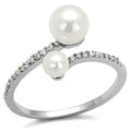 3W1236 Rhodium Brass Ring with Synthetic in White