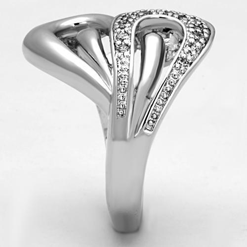 3W325 - Inel din alamă cu rodiu și zirconiu cubic de calitate AAA, transparent