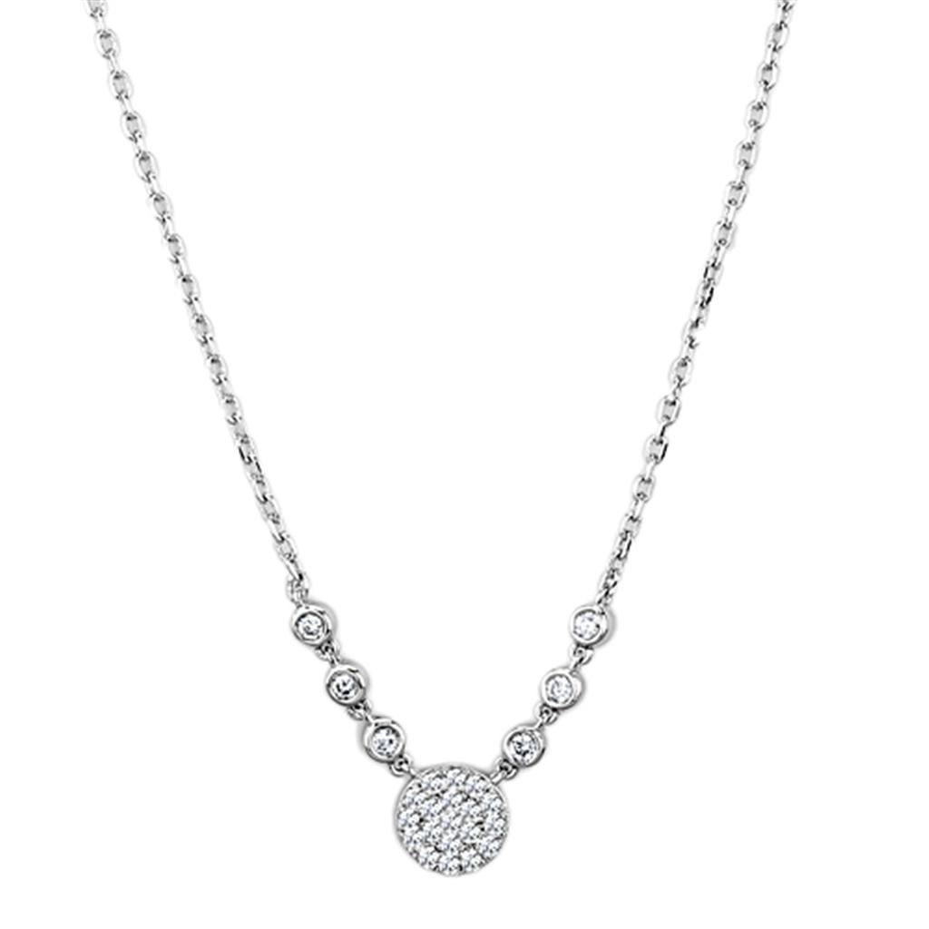 3W417 - Colier din alamă placată cu rodiu, cu zirconiu cubic de calitate AAA, transparent