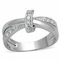 3W819 - Inel din alamă placat cu rodiu cu zirconiu cubic de grad AAA, incolor