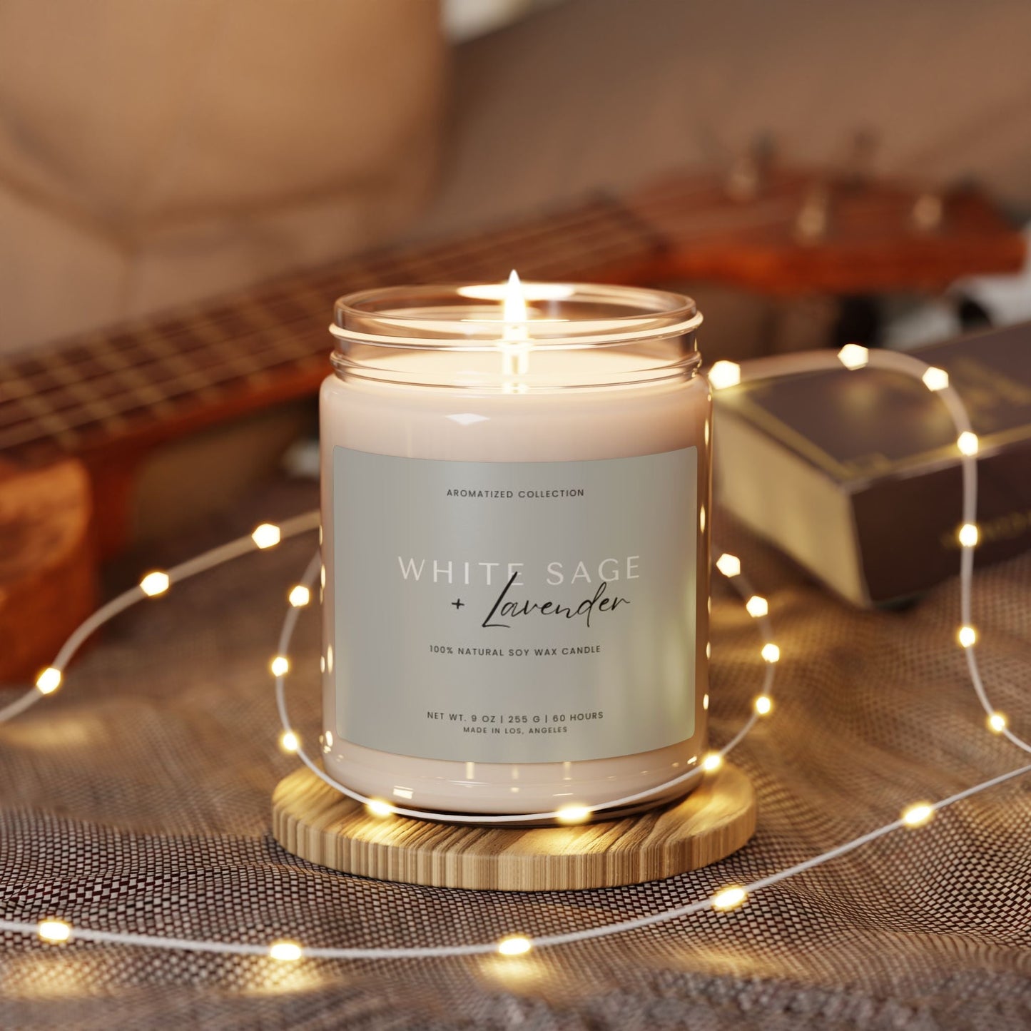 Relaxing White Sage & Lavender Soy Candle - Eco-Friendly Aromatherapy,