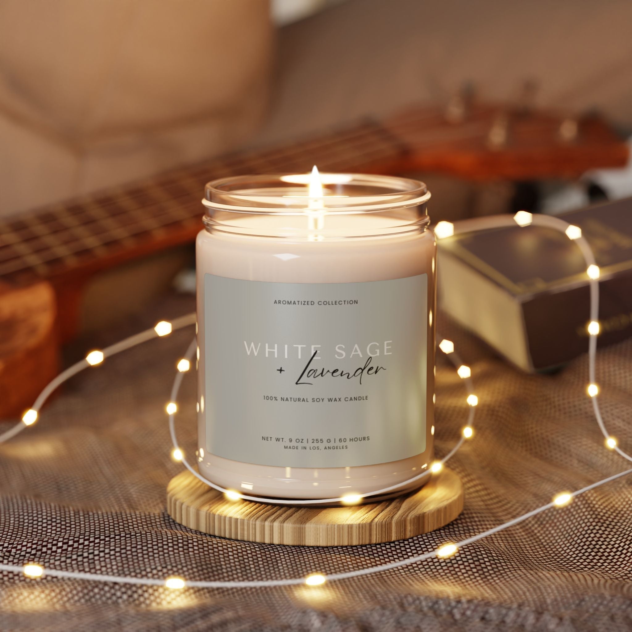 Relaxing White Sage & Lavender Soy Candle - Eco-Friendly Aromatherapy,